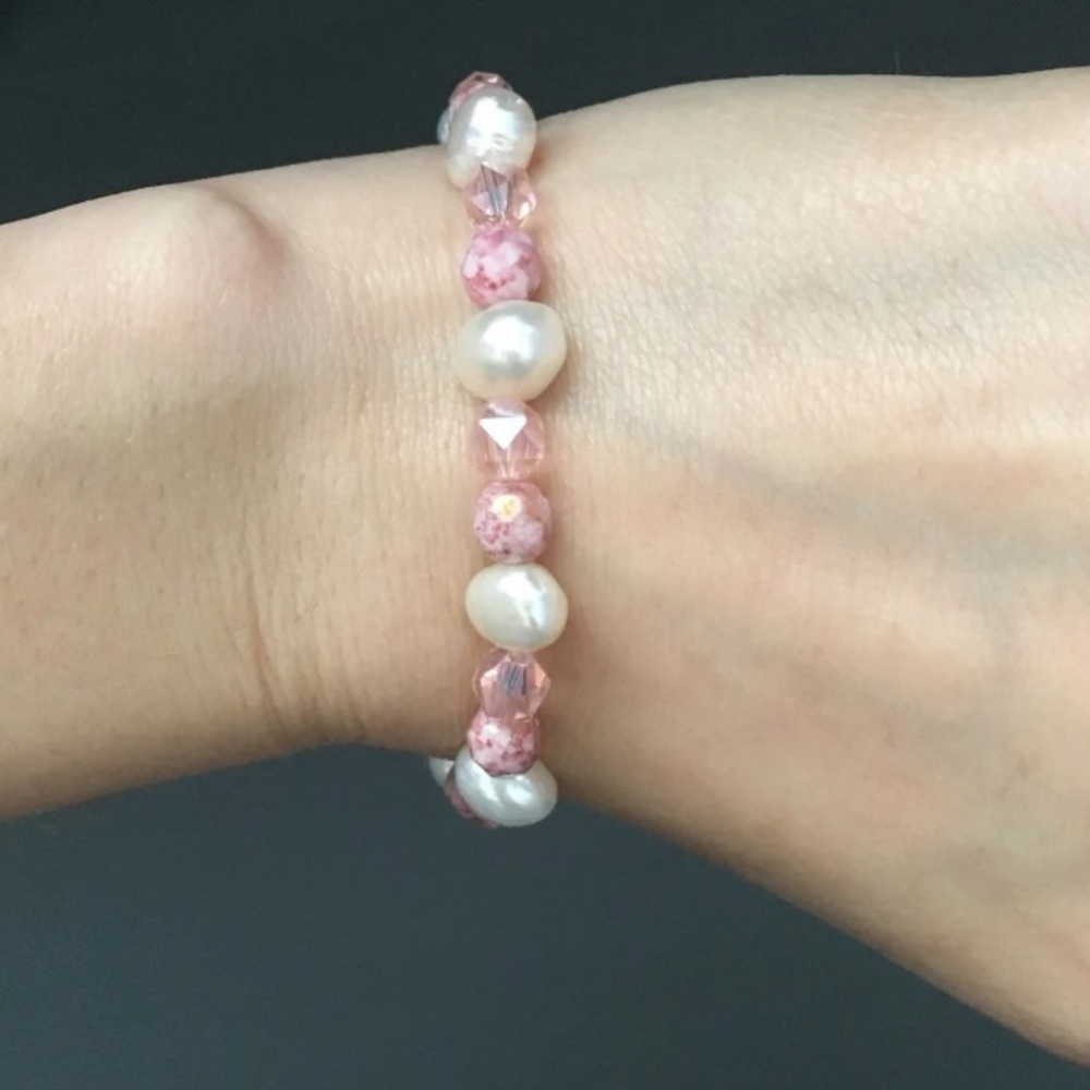 Handmade Pink Pearl Bracelet